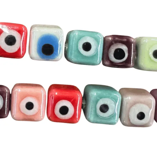 Glass Eye Cube Beads