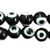 Round Glass Eye Bead - Black, 4mm