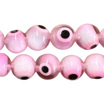 Round Glass Eye Bead - Pink, 6mm