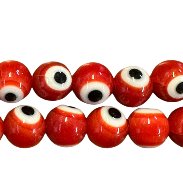 Round Glass Eye Bead - Red, 4mm