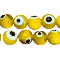 Round Glass Eye Bead - Yellow, 8mm