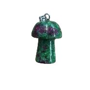 Semi Precious Mushroom Pendant - Ruby Ziosite, 20mm