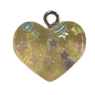 Acrylic Heart Pendant  with sparkles and stars