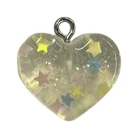 Acrylic Heart Pendant  with sparkles and stars