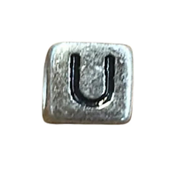 Plastic square letter U Beads