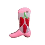 Glass Charm HY-12 Cow boy boot with Red Chili