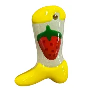 Glass Charm HY-12 Cow boy boot with Red Strawberry